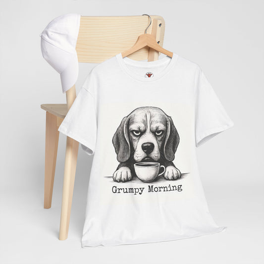 Grumpy Morning Dog Tee - Unisex Heavy Cotton Shirt for Pet Lovers, Funny Gift, Cute Dog Apparel, Casual Wear, Everyday Comfort
