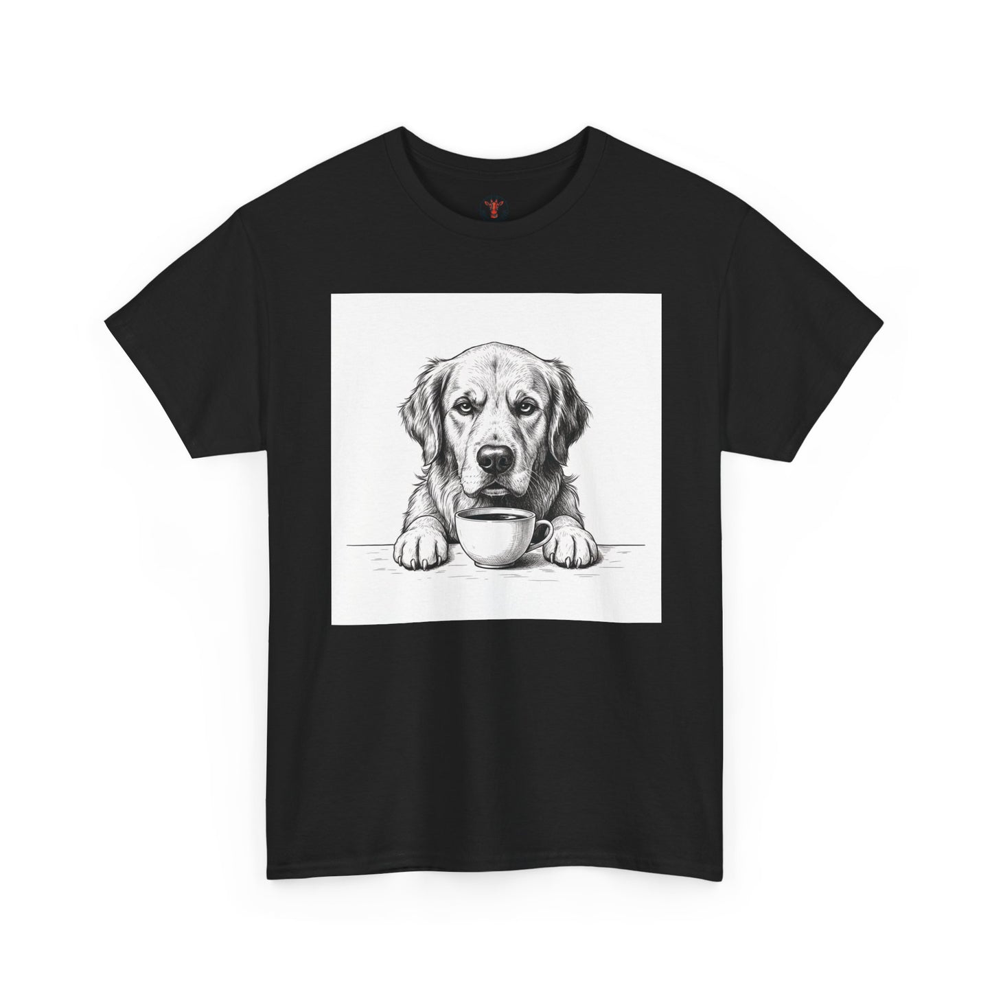 Grumpy Golden Retriever Coffee Club, T-Shirt – Realistic Illustration Tee for Dog Lovers