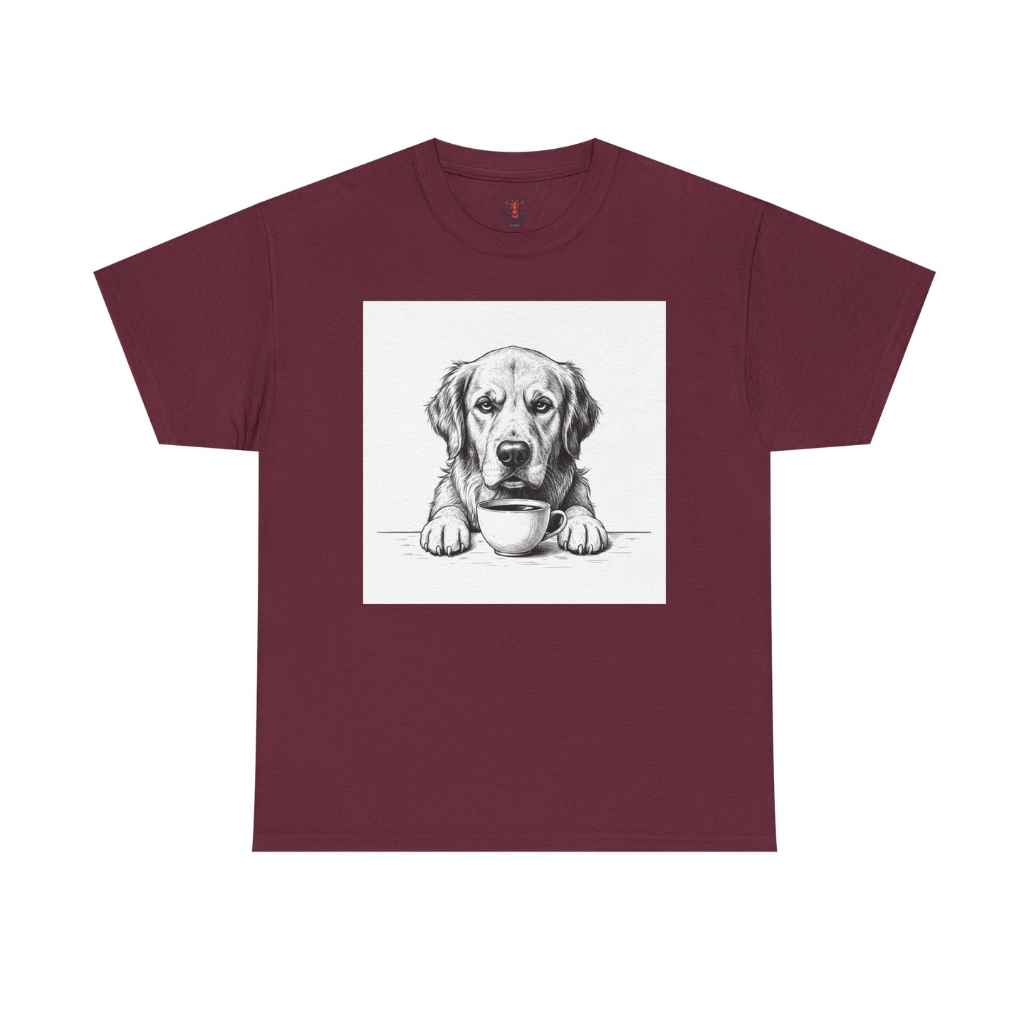 Grumpy Golden Retriever Coffee Club, T-Shirt – Realistic Illustration Tee for Dog Lovers