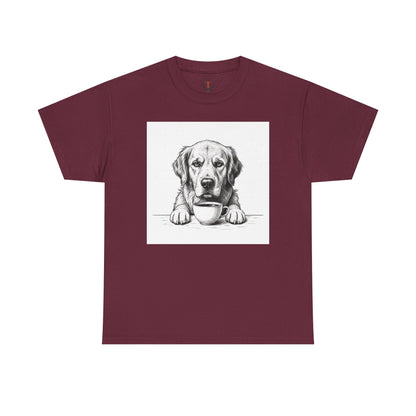 Grumpy Golden Retriever Coffee Club, T-Shirt – Realistic Illustration Tee for Dog Lovers