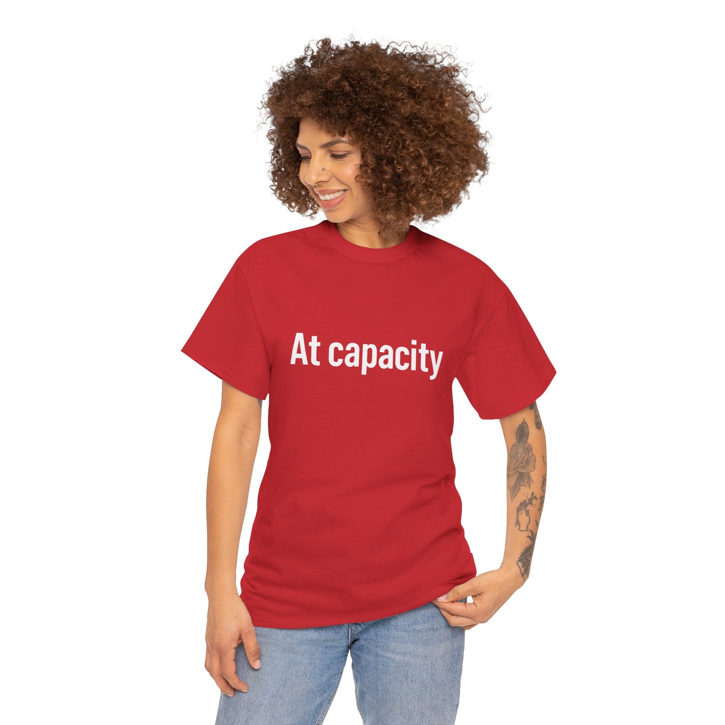 At Capacity Unisex Heavy Cotton Tee | Comfortable Casual Wear, Gift for Friends, Unique Statement Shirt, Everyday Essentials, Unisex Fashion